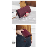 محفظة نسائية صغير من الجلد الفاخر بتصميم أنيق - عنابي - KSA